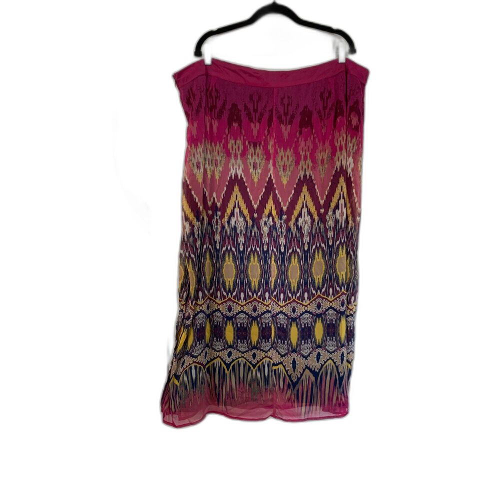 Ashley Stewart Women Skirt Size 24 Multi-Color Batik Midi Modest Church Business